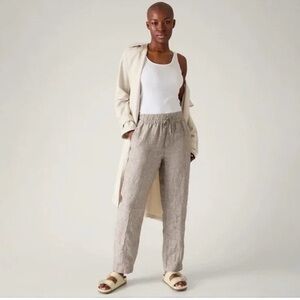 Athleta Retreat Linen High Rise Pyrite Brown Ankle Pant Size Medium NWT